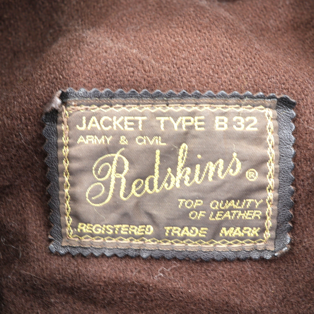 REDSKINS 90s Euro Vintage Leather Fireman Jacket Car Coat XL B-32 ARMY & CIVIL Leather Genuine Leather