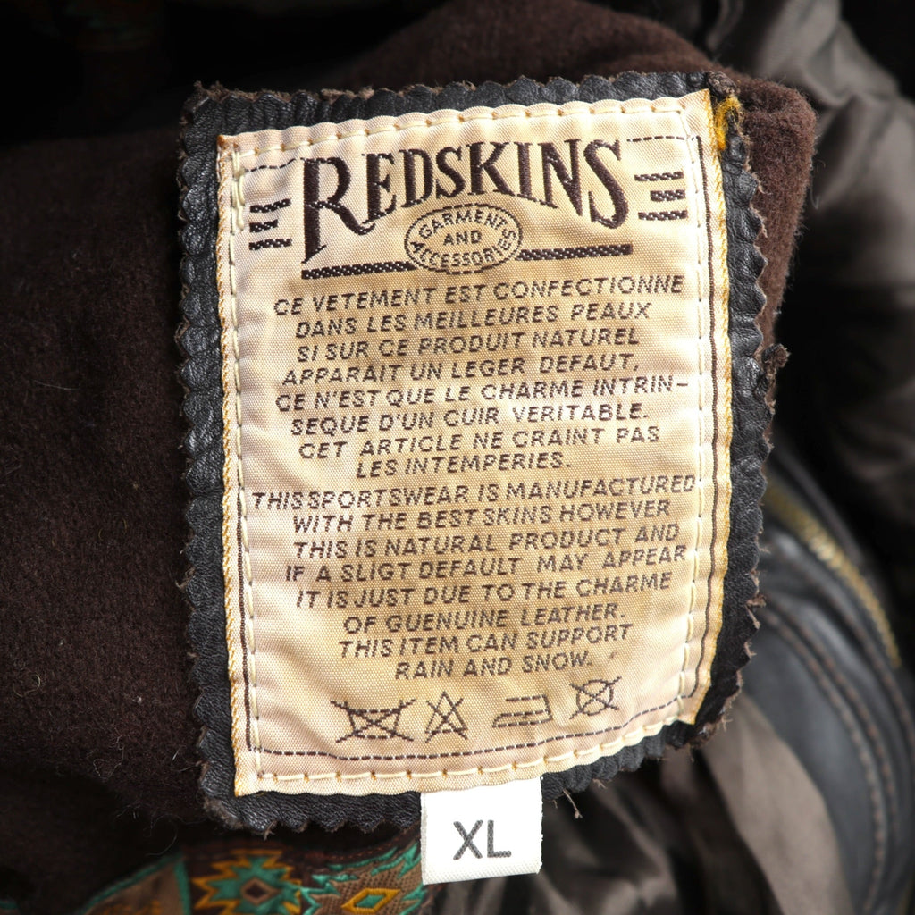 REDSKINS 90s Euro Vintage Leather Fireman Jacket Car Coat XL B-32 ARMY & CIVIL Leather Genuine Leather