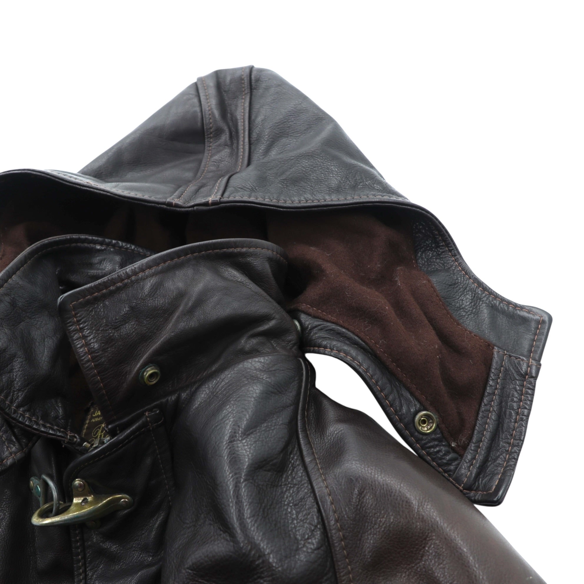 REDSKINS 90s Euro Vintage Leather Fireman Jacket Car Coat XL B-32 ARMY & CIVIL Leather Genuine Leather
