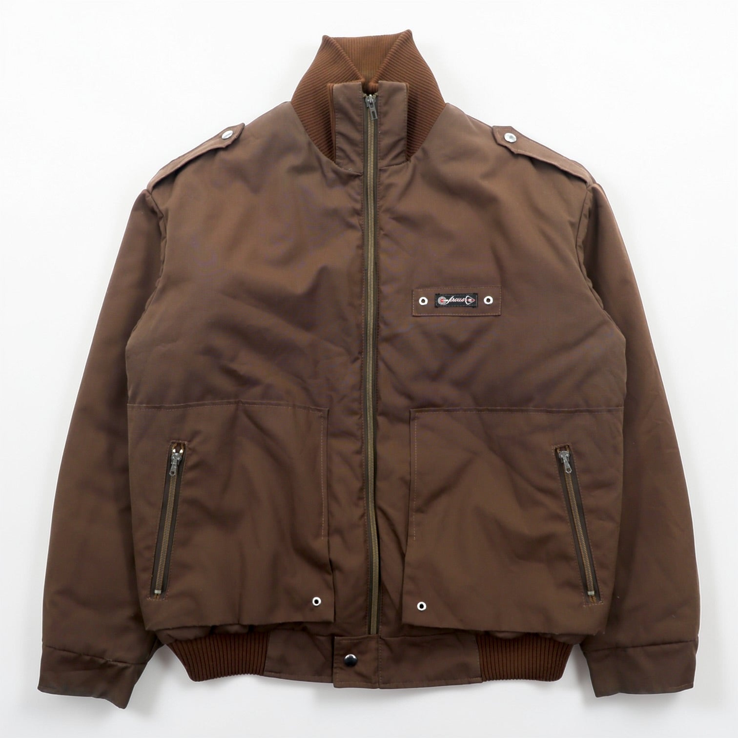 OTAVAN TŘEBOŇ 70s Czechoslovakian Army Vintage Tanker Jacket Flight Jacket XL Padded Epaulets Short Length Military