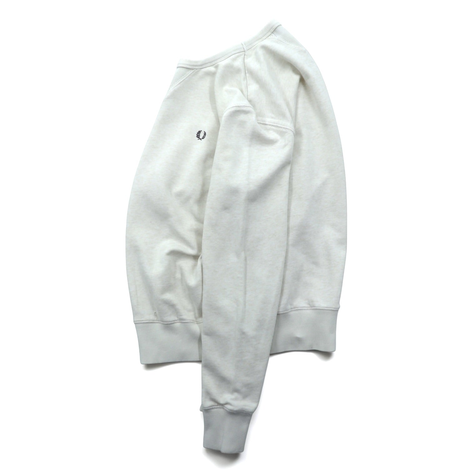 FRED PERRY Double V Sweatshirt S White Distressed One-Point Logo M9315