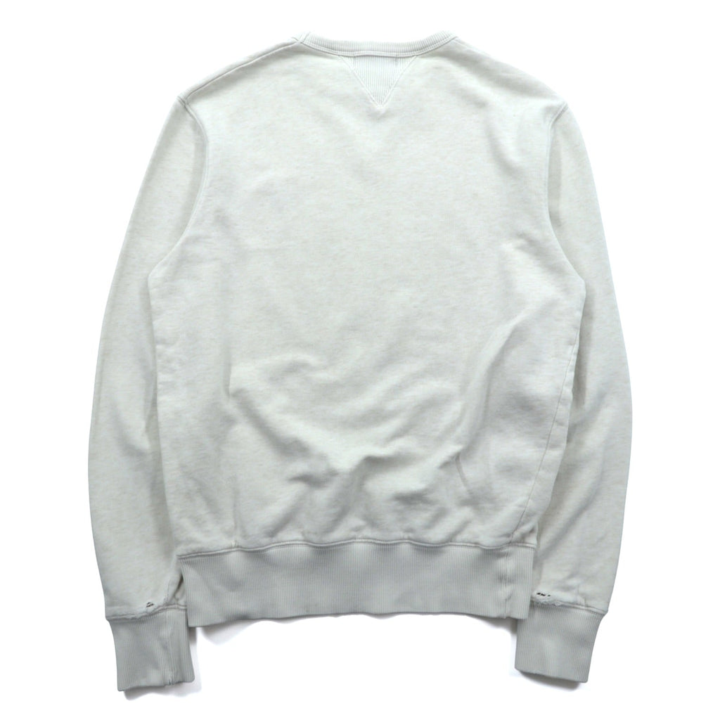 FRED PERRY Double V Sweatshirt S White Distressed One-Point Logo M9315