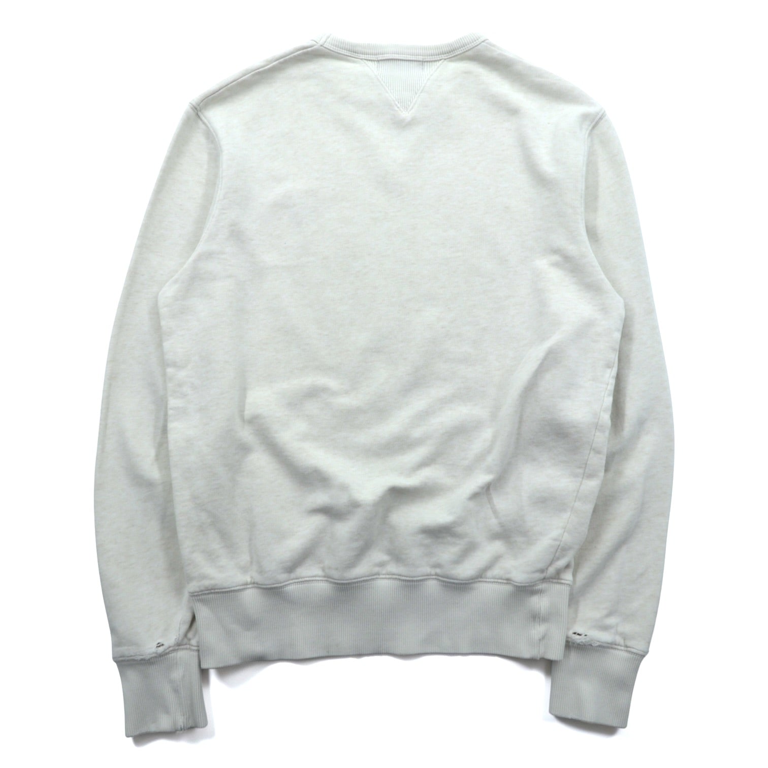 FRED PERRY Double V Sweatshirt S White Distressed One-Point Logo M9315