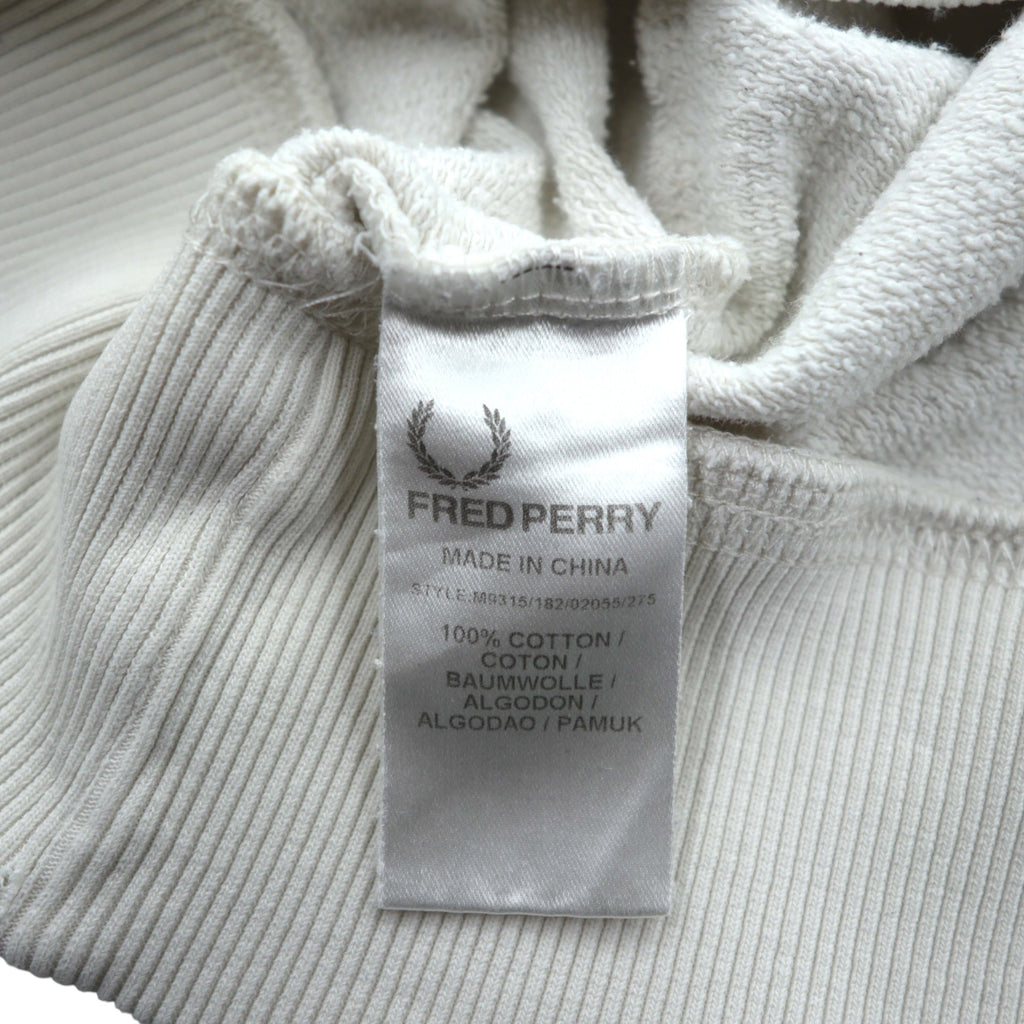 FRED PERRY Double V Sweatshirt S White Distressed One-Point Logo M9315