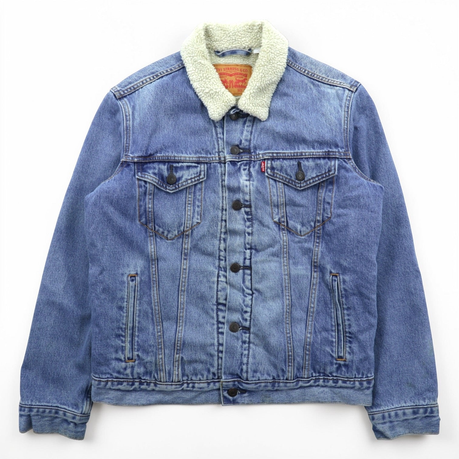 Levi's Sherpa Trucker Jacket, Boa Lining, Denim Jacket, M, Indigo G-Jean