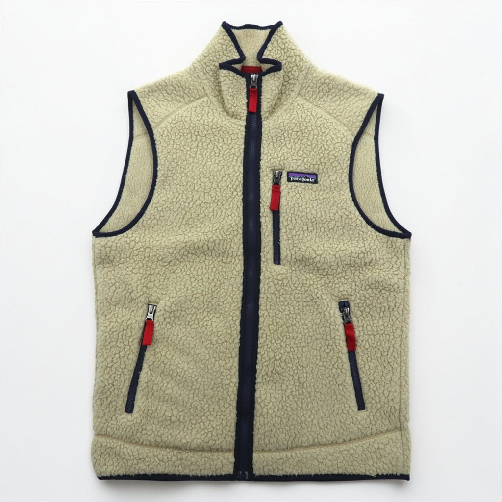 Patagonia Retro Pile Fleece Vest S Natural Beige Full-Zip 22820