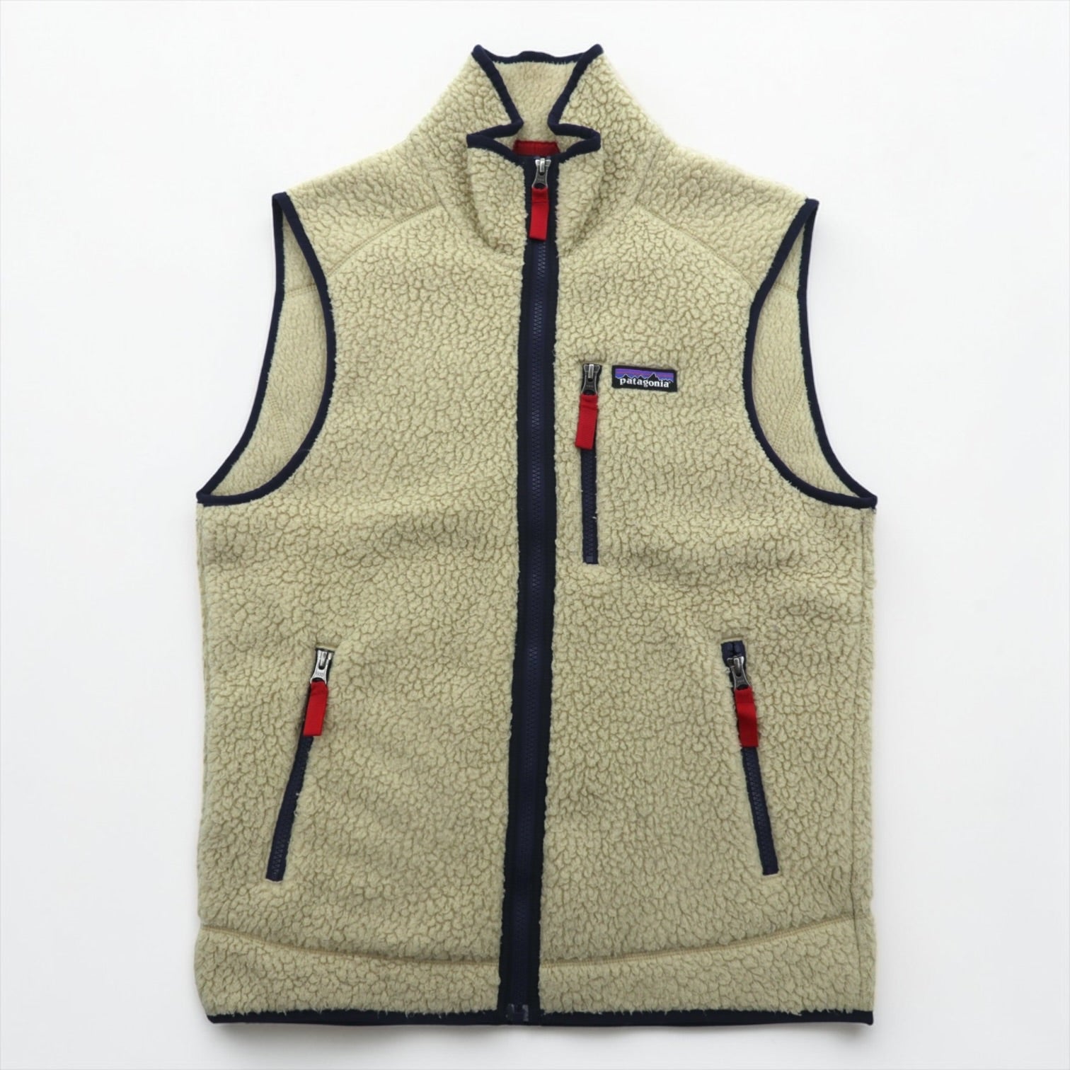 Patagonia Retro Pile Fleece Vest S Natural Beige Full-Zip 22820