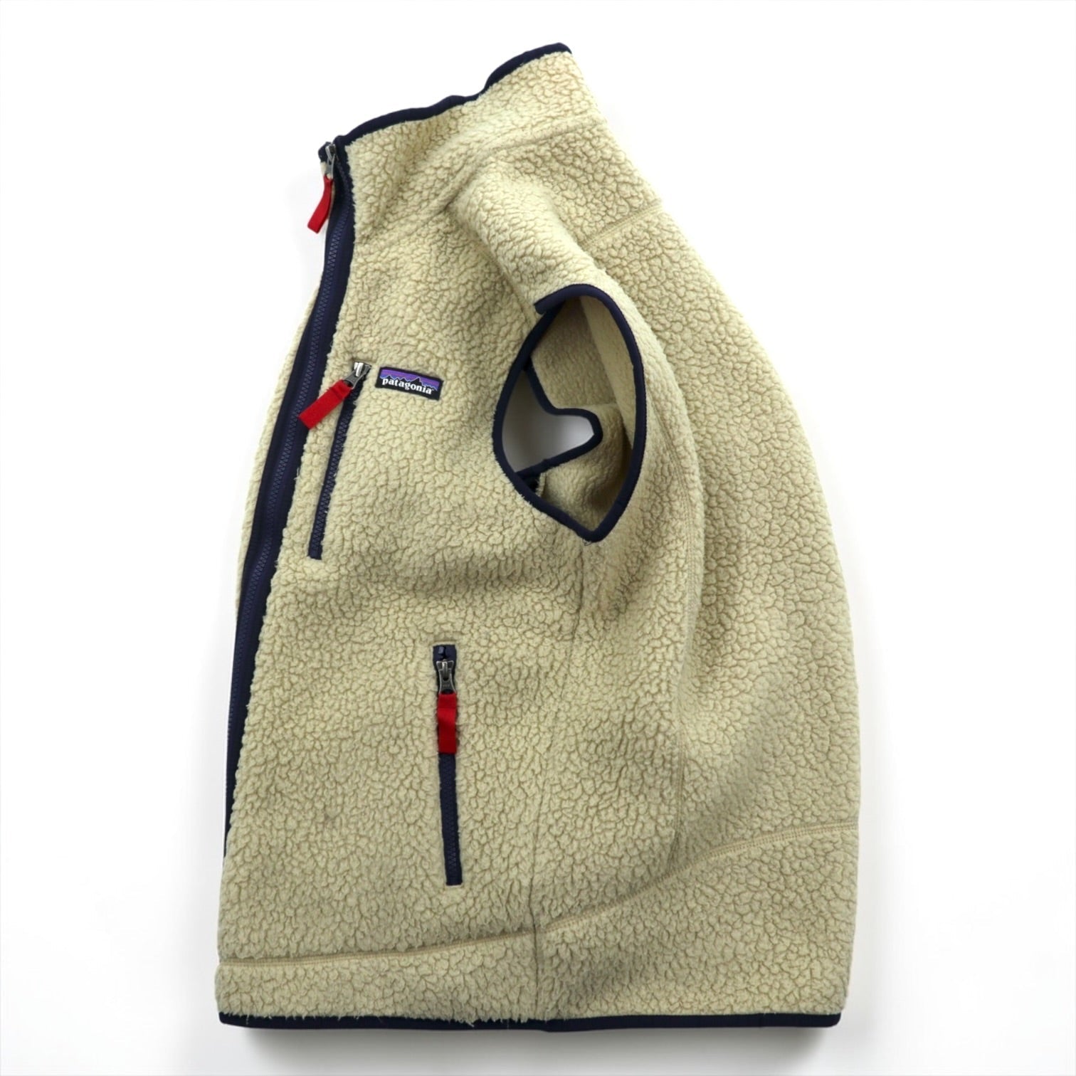 Patagonia Retro Pile Fleece Vest S Natural Beige Full-Zip 22820