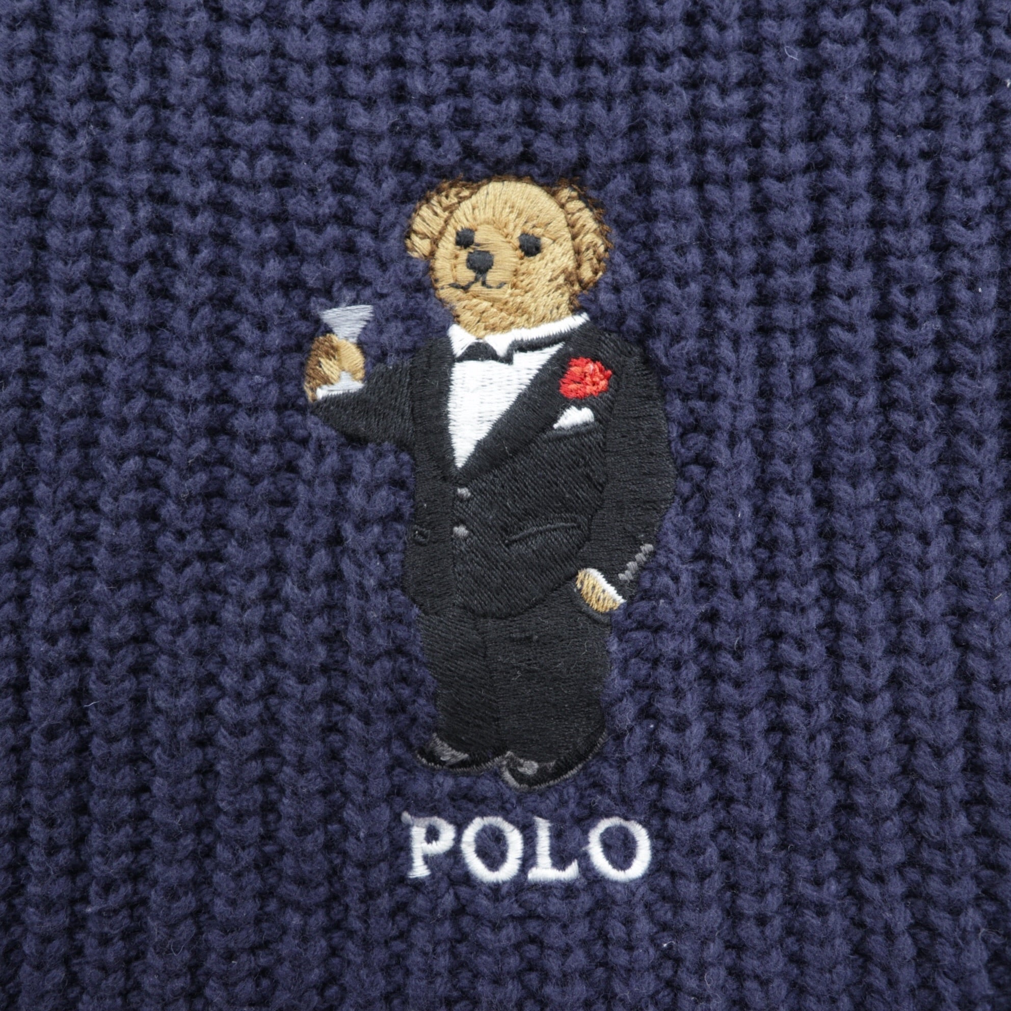 Polo Ralph Lauren Polo Bear Scarf Navy Rib Knit Tuxedo