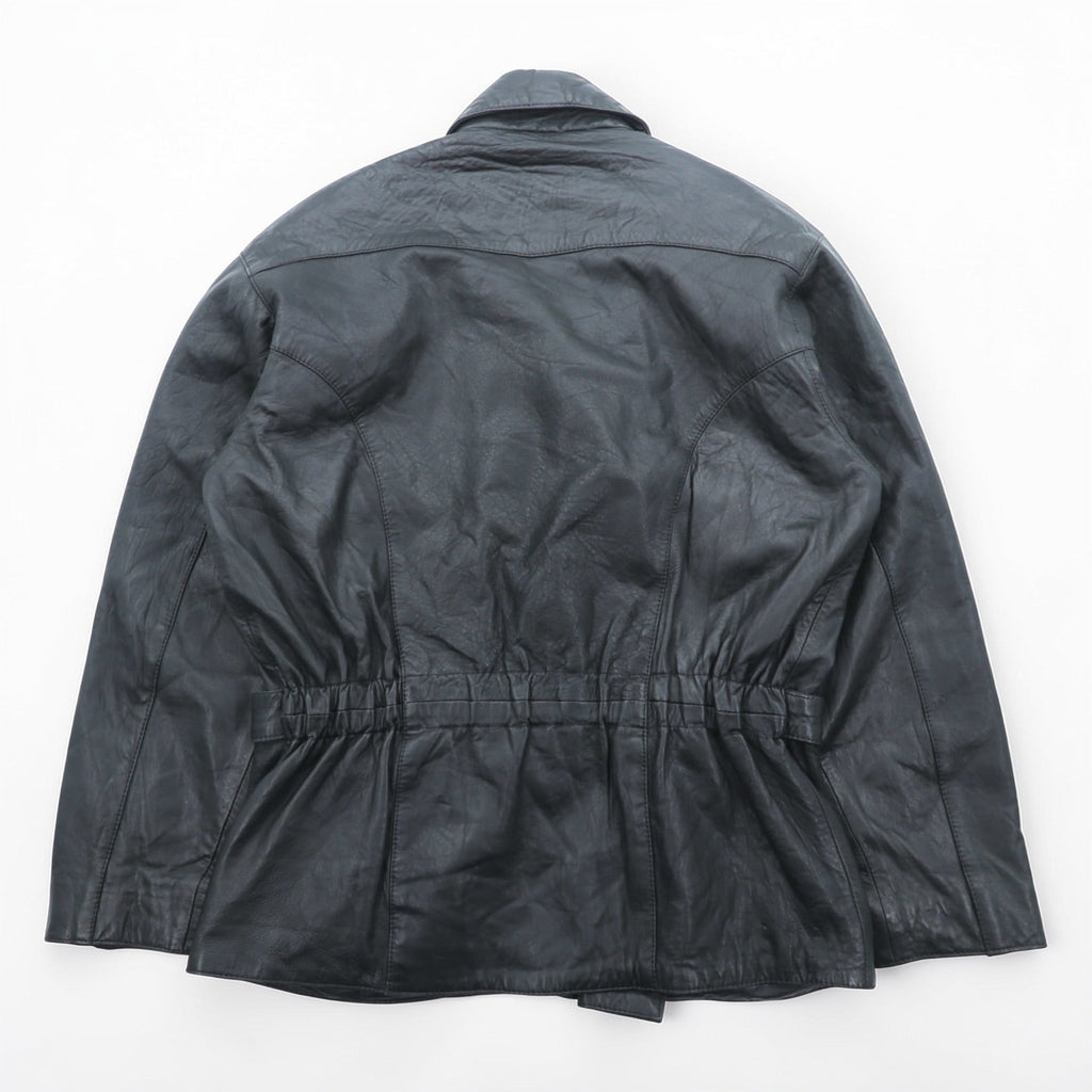 MADDOX 90年代 ユーロヴィンテージ ナッパレザー ロング ダブルライダースジャケット XL ブラック コート ウエストベルト