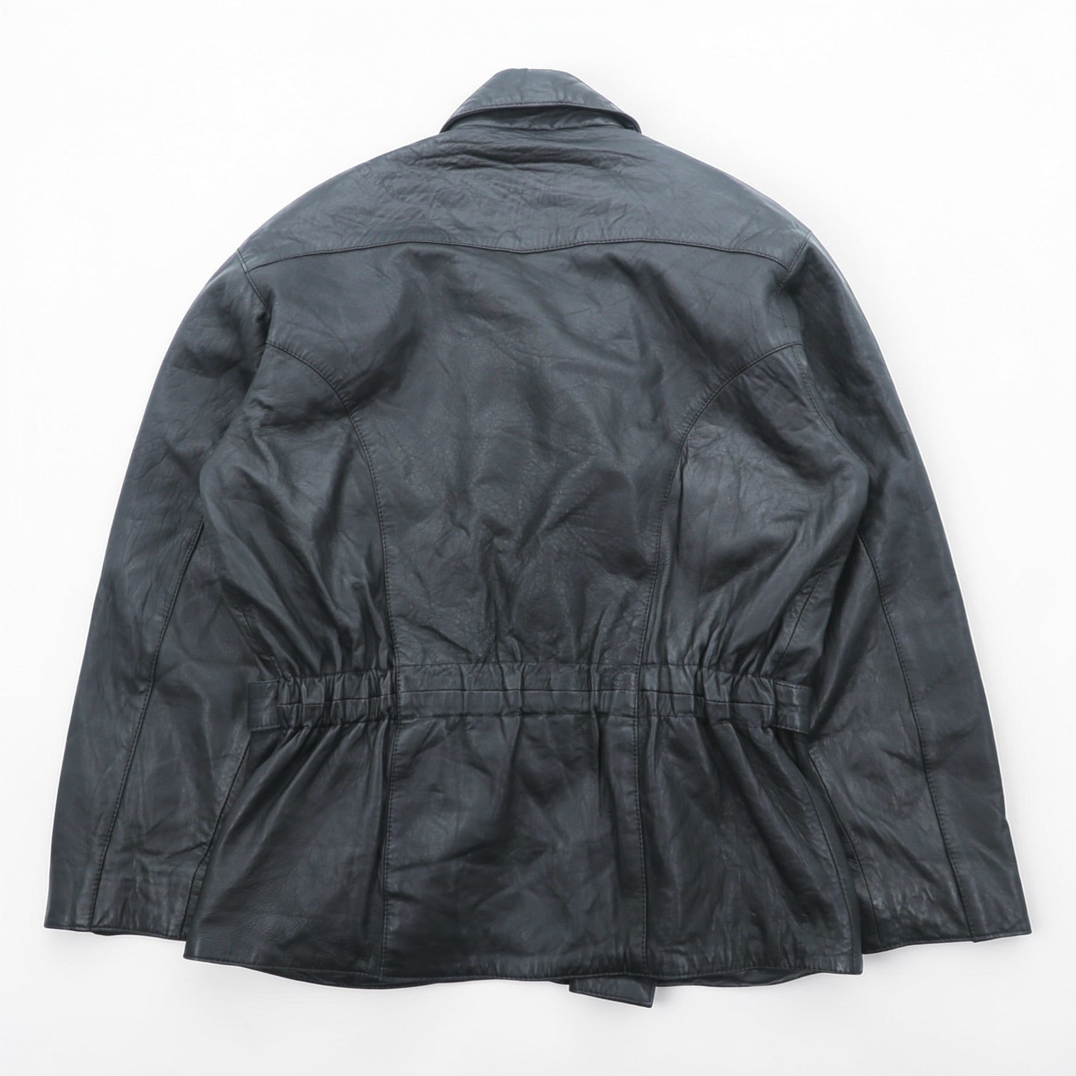 MADDOX 90年代 ユーロヴィンテージ ナッパレザー ロング ダブルライダースジャケット XL ブラック コート ウエストベルト