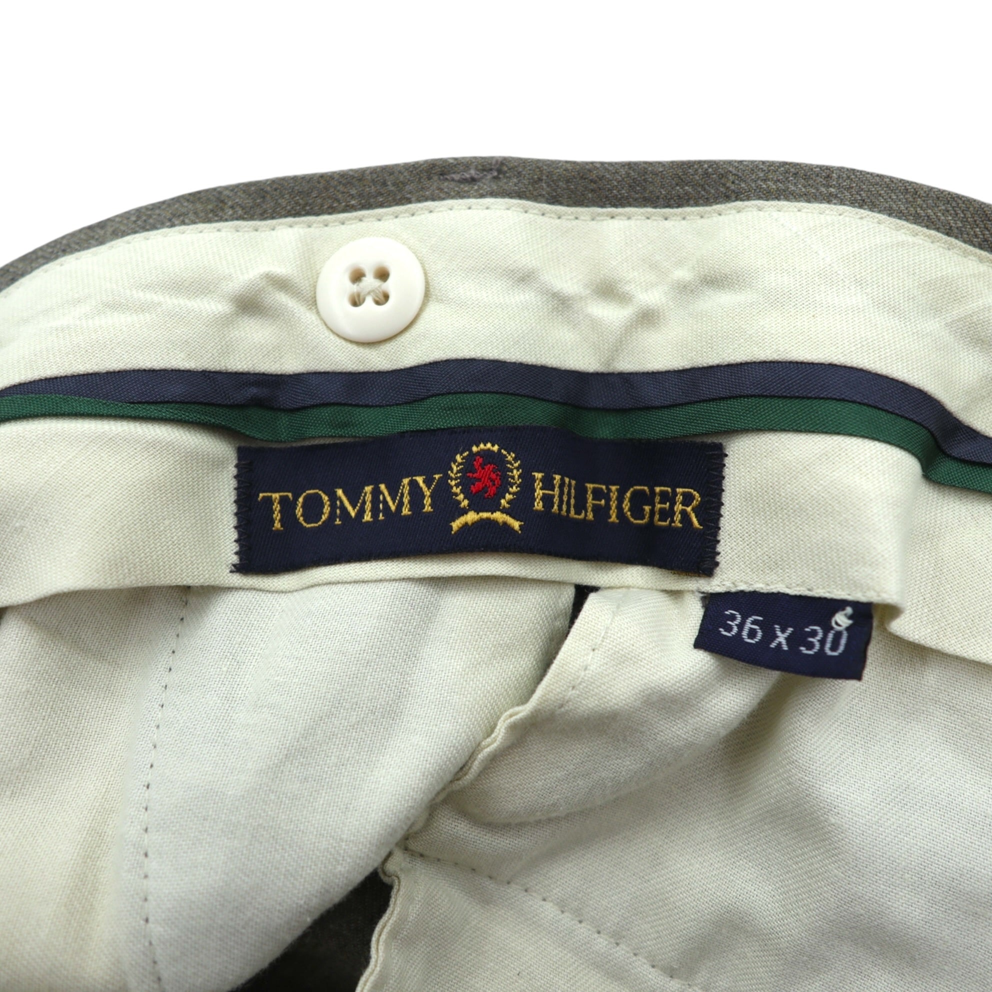 TOMMY HILFIGER 90s Two-Pleat Wide Slacks Pants L Rocket TALON Zip Suspender Buttons Double Cuffs