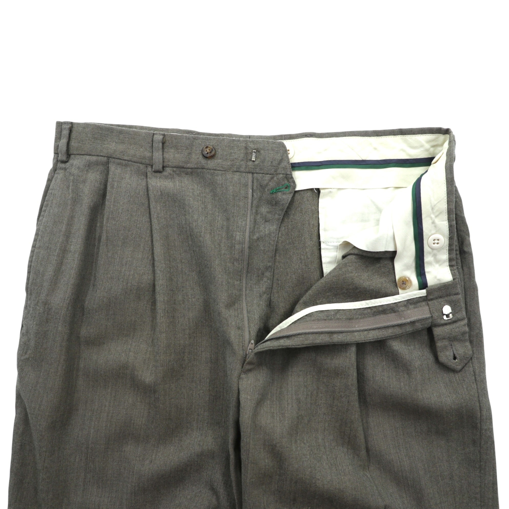 TOMMY HILFIGER 90s Two-Pleat Wide Slacks Pants L Rocket TALON Zip Suspender Buttons Double Cuffs