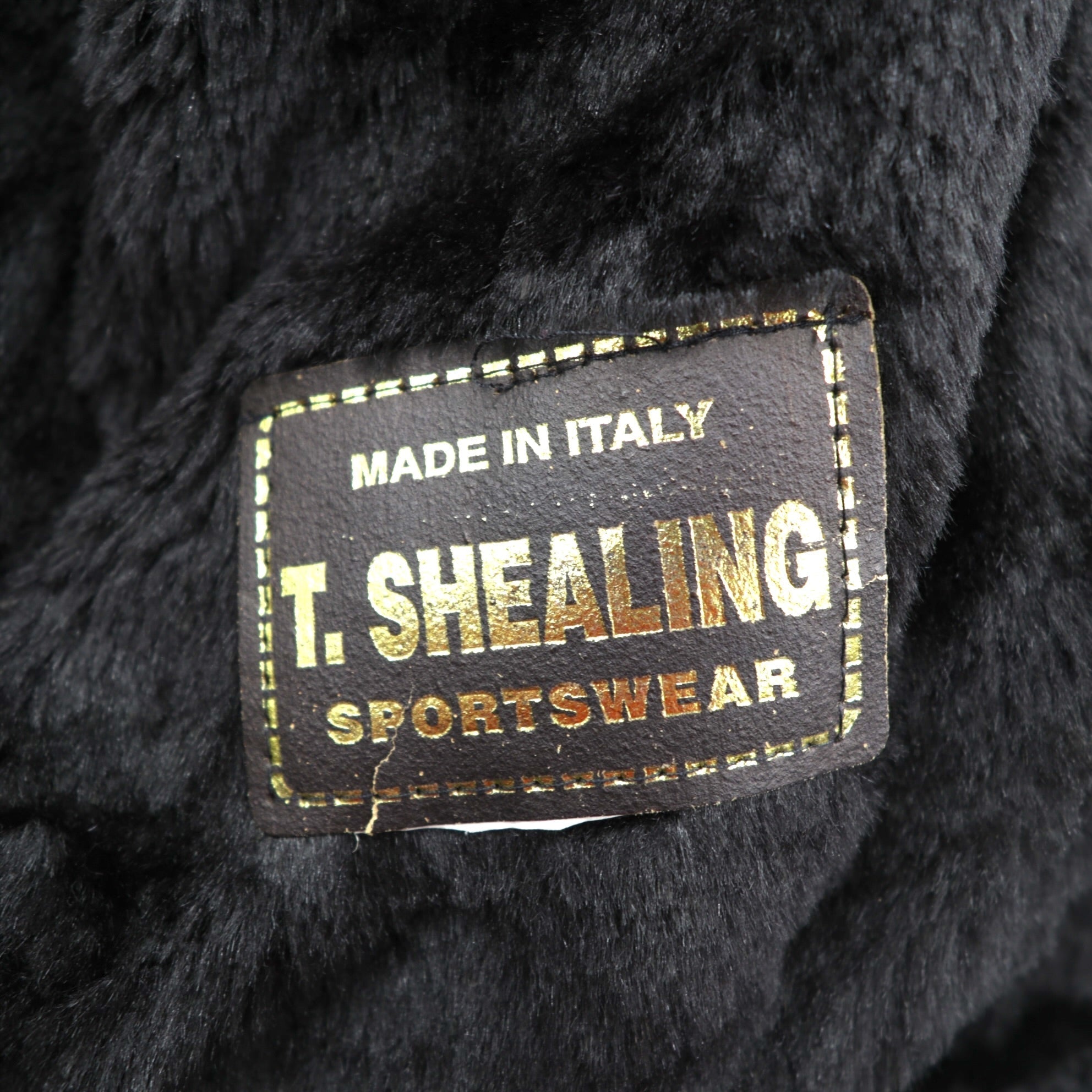 T. SHEALING 80s Italian Euro Vintage Shawl Collar Shearling Coat L Black Boa Lining