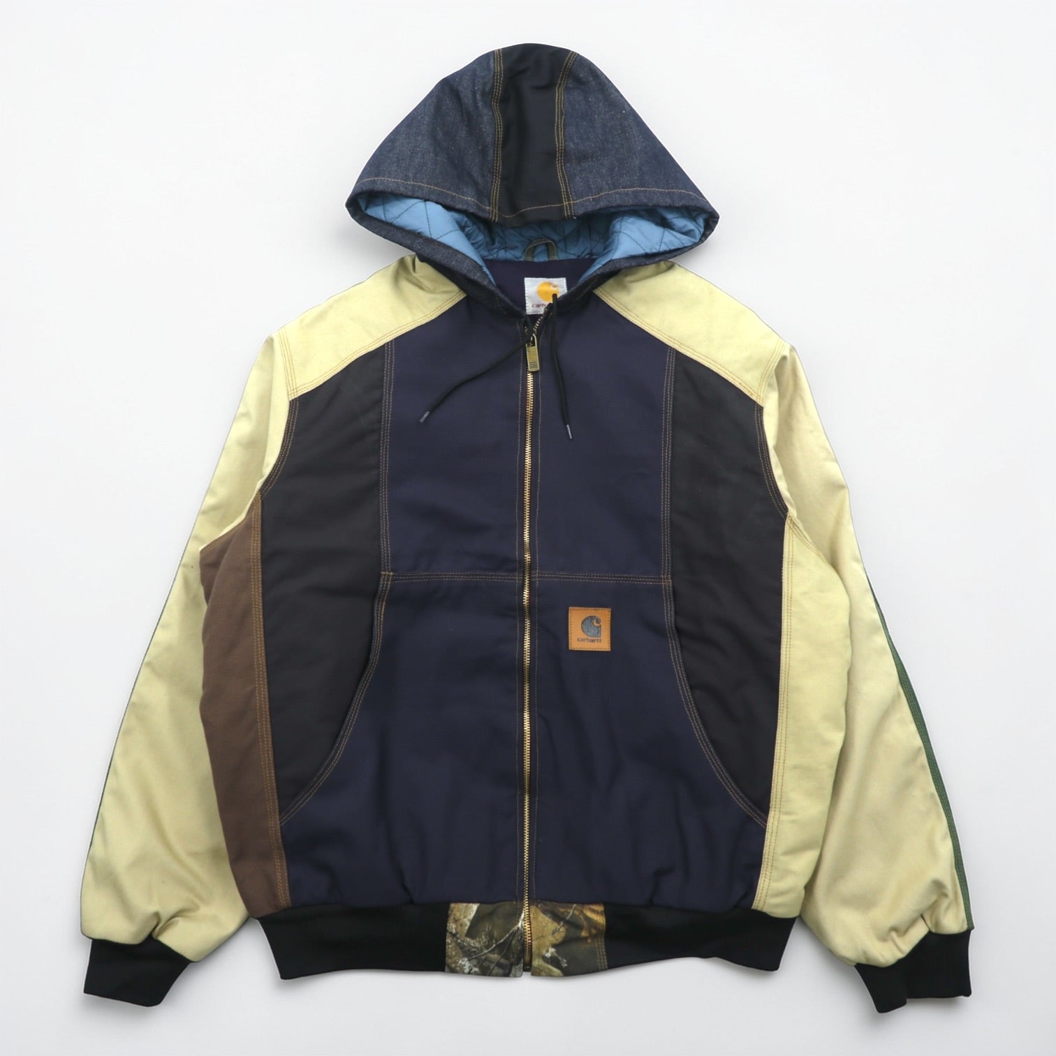 Carhartt Remake Reconstructed Colorblock Duck Active Jacket Hoodie L Multicolor Crazy Pattern