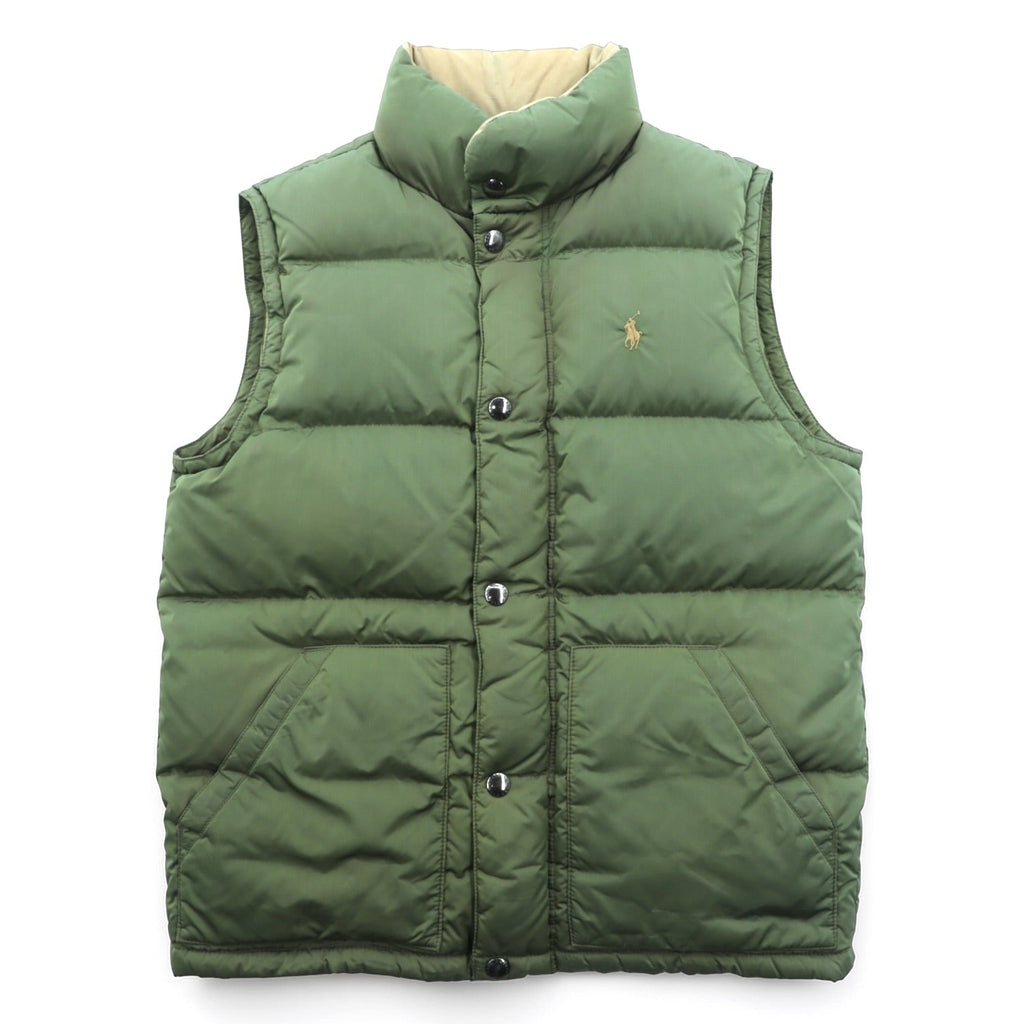 Polo Ralph Lauren 90s Nylon Down Vest M Khaki Small Pony Logo Embroidery