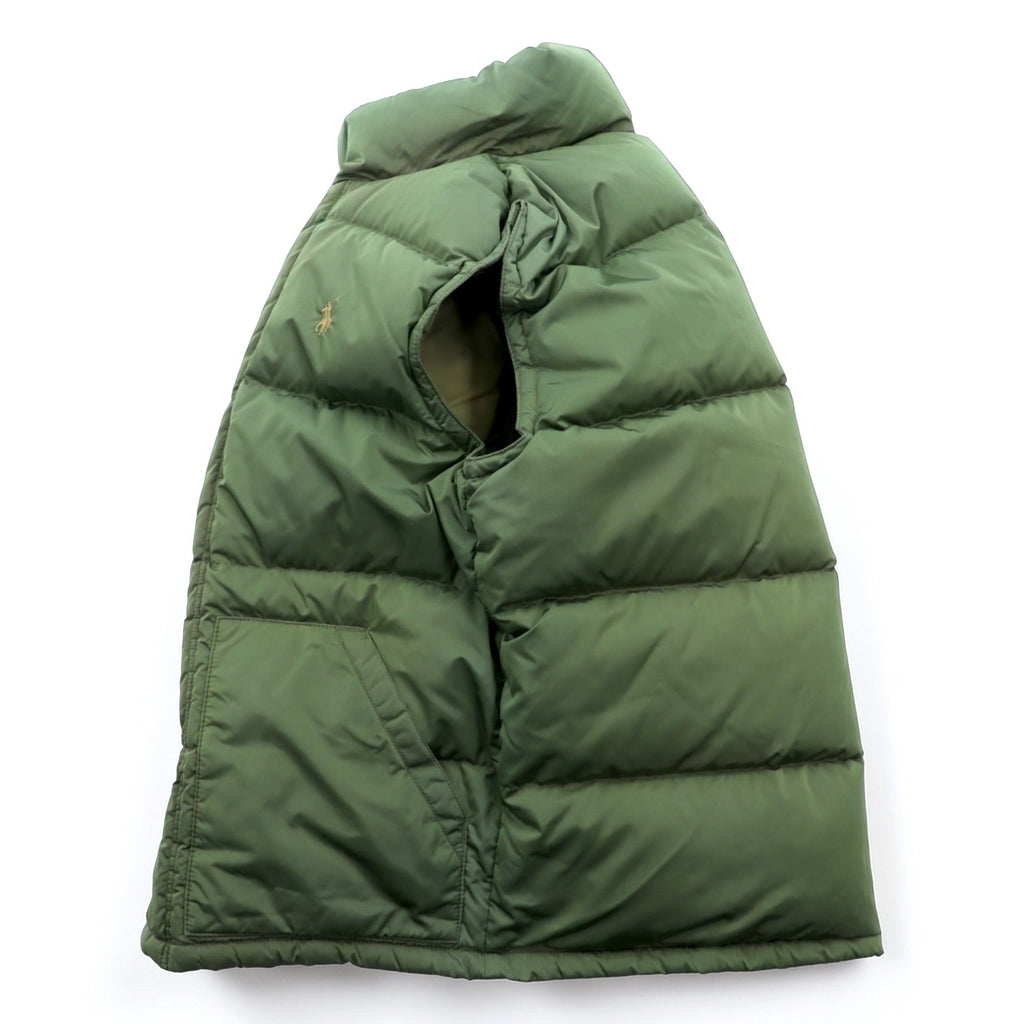 Polo Ralph Lauren 90s Nylon Down Vest M Khaki Small Pony Logo Embroidery