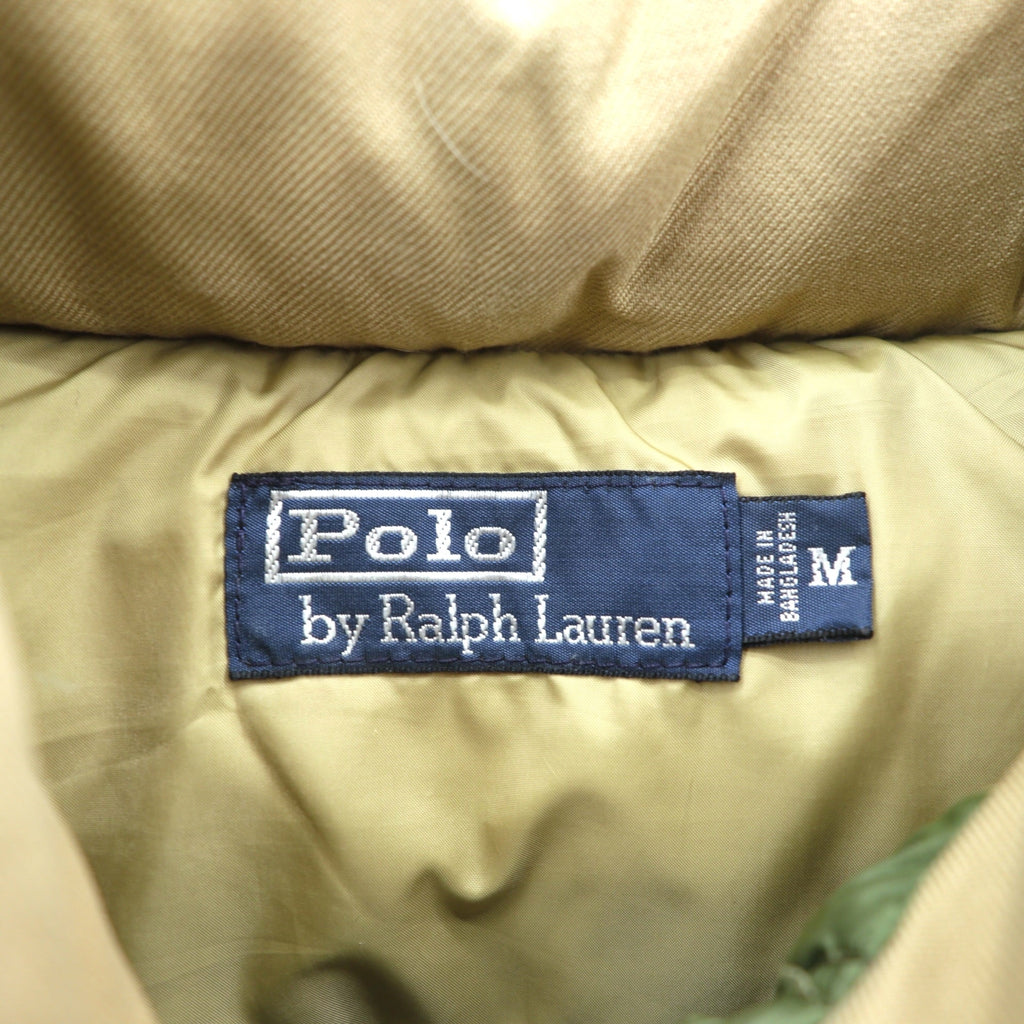 Polo Ralph Lauren 90s Nylon Down Vest M Khaki Small Pony Logo Embroidery