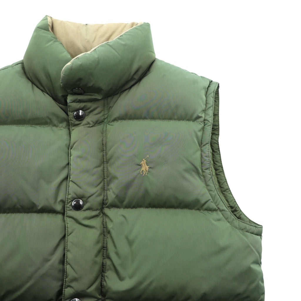 Polo Ralph Lauren 90s Nylon Down Vest M Khaki Small Pony Logo Embroidery