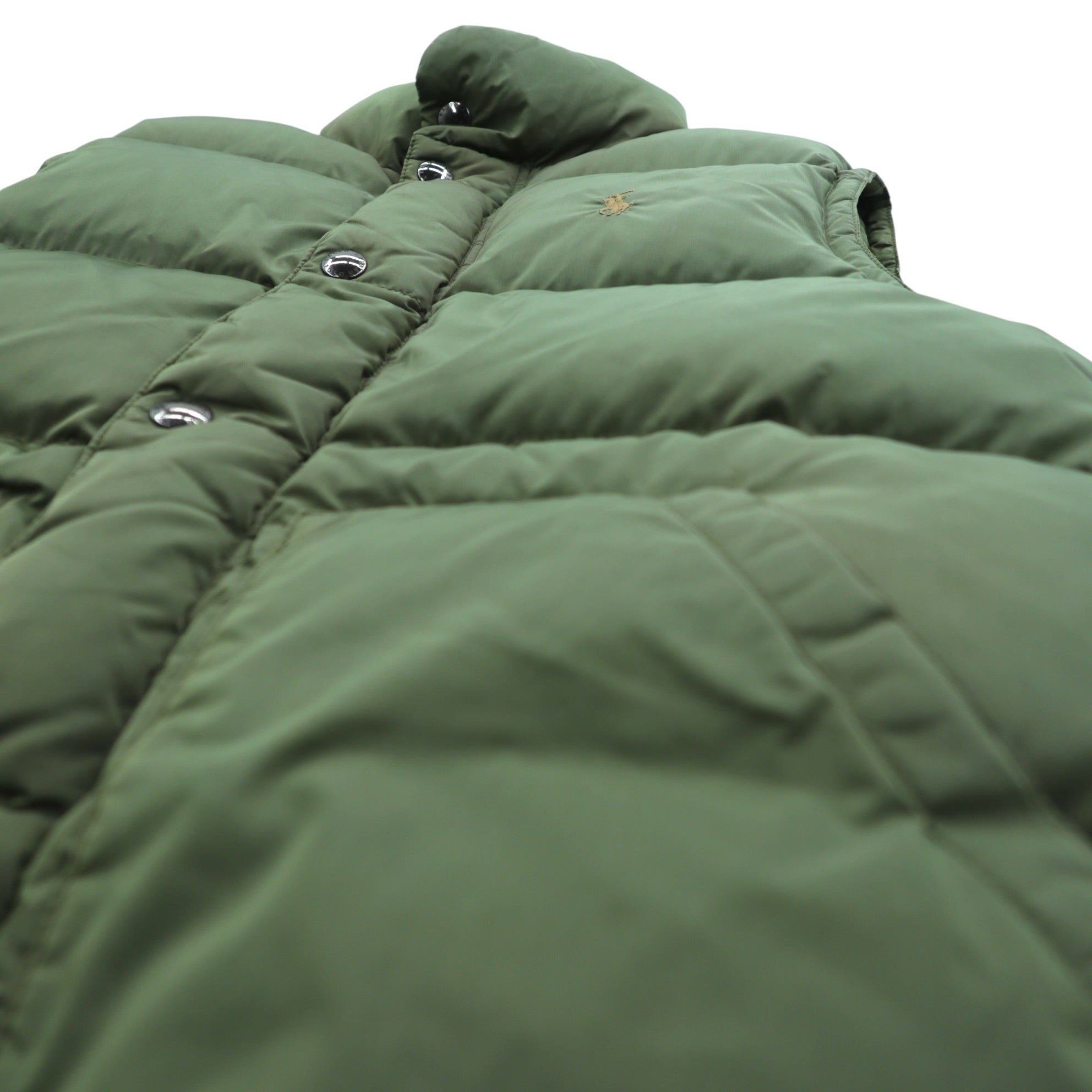 Polo Ralph Lauren 90s Nylon Down Vest M Khaki Small Pony Logo Embroidery