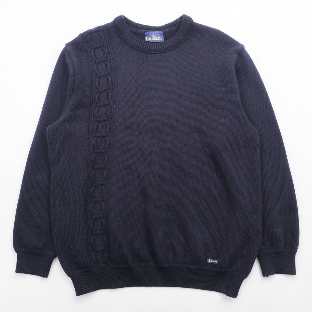 Le minor 90年代 フランス製 ヴィンテージ ニット セーター L ネイビー ケーブル編み