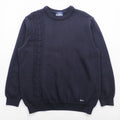 Le minor 90年代 フランス製 ヴィンテージ ニット セーター L ネイビー ケーブル編み