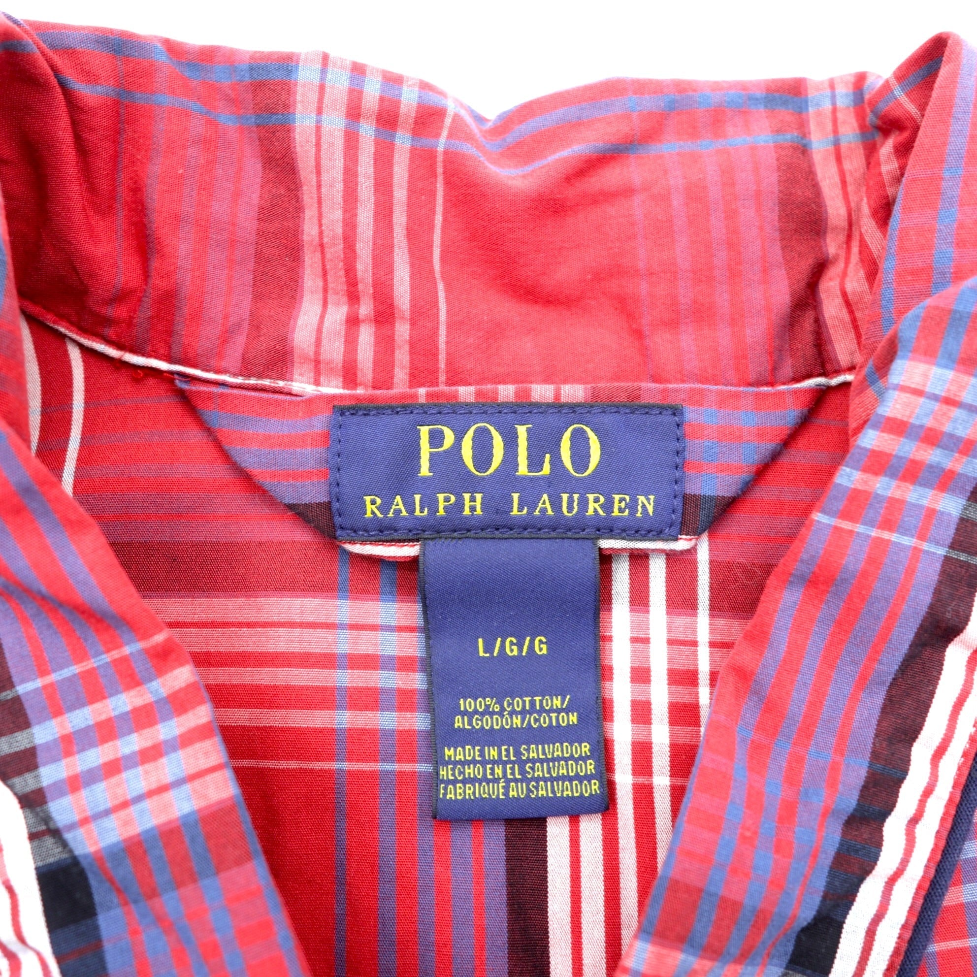 Polo Ralph Lauren Pajama Shirt L Red Plaid Chest Pocket Small Pony Embroidery