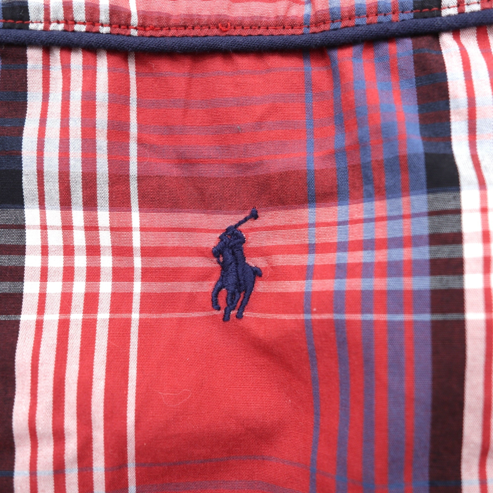 Polo Ralph Lauren Pajama Shirt L Red Plaid Chest Pocket Small Pony Embroidery
