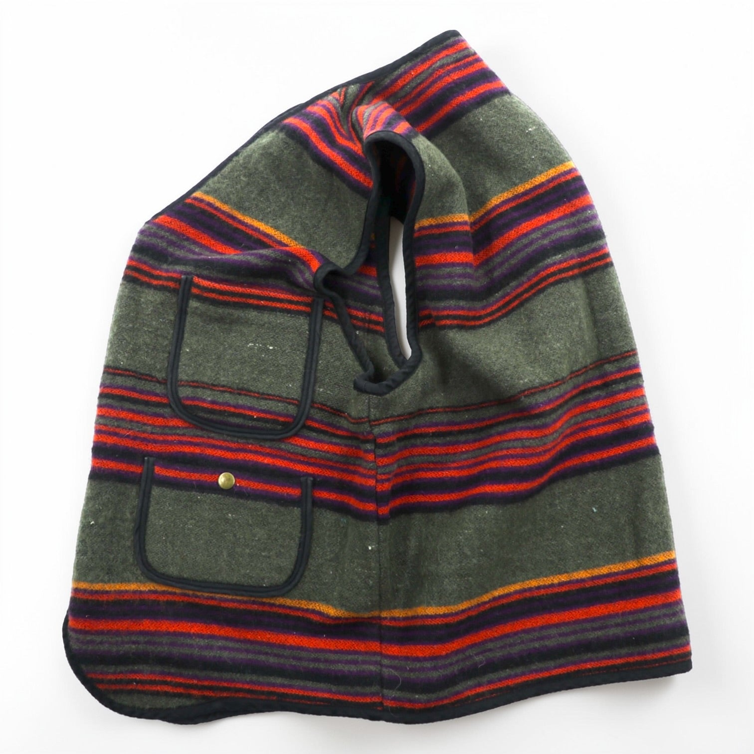 HIGH SIERRA 90s Vintage Tweed Zip-Up Vest L Striped Multicolor Wool Outdoor 4 Pockets