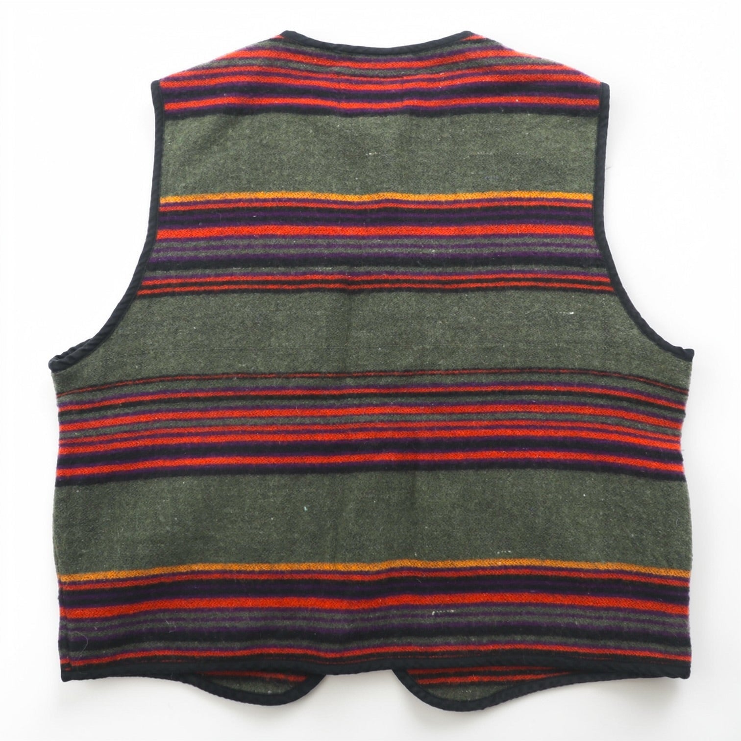 HIGH SIERRA 90s Vintage Tweed Zip-Up Vest L Striped Multicolor Wool Outdoor 4 Pockets