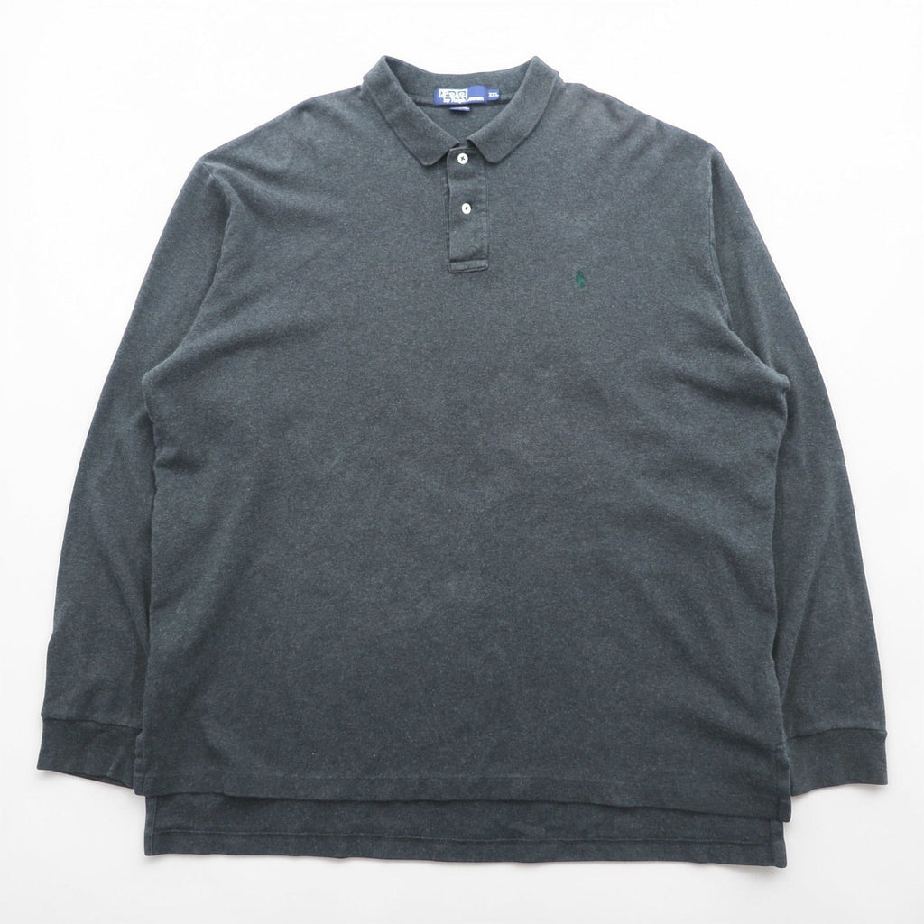 Polo Ralph Lauren 90s Polo Shirt Rugby Shirt 2XL Gray Made in Peru Small Pony Embroidery Big Size