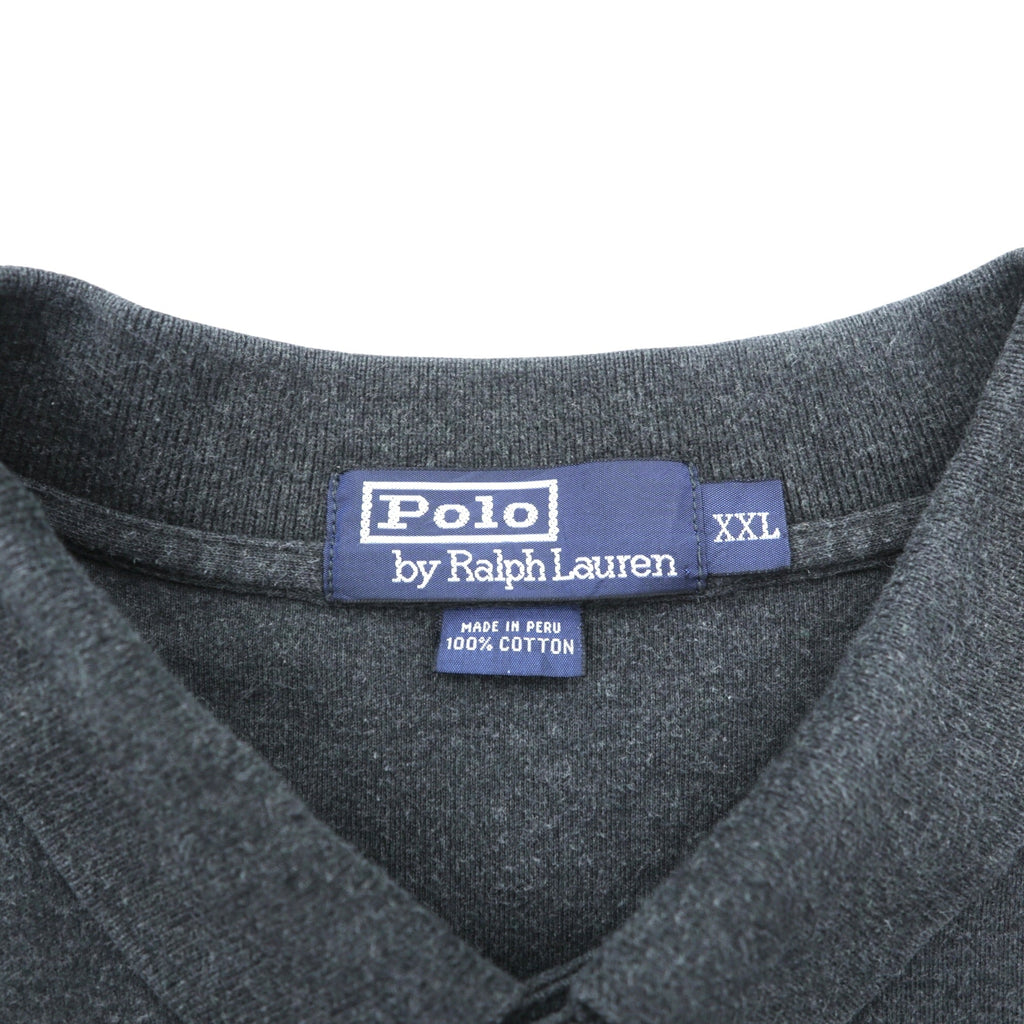 Polo Ralph Lauren 90s Polo Shirt Rugby Shirt 2XL Gray Made in Peru Small Pony Embroidery Big Size