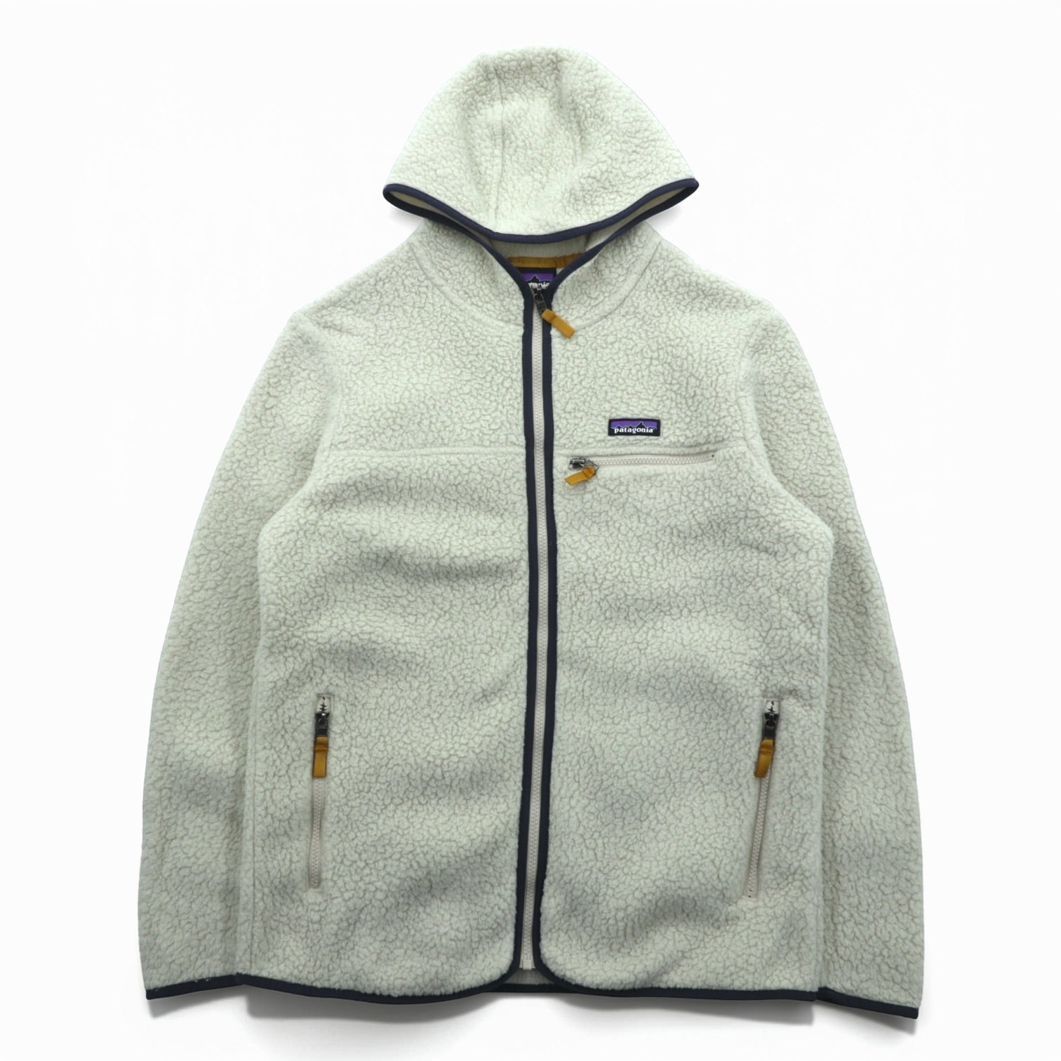Patagonia Retro Pile Hoodie Fleece Jacket L Beige Pelican Zip-up Hoodie 22806
