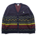 LACOSTE 80s French-made Vintage Knit Cardigan L French Lacoste Fair Isle Pattern