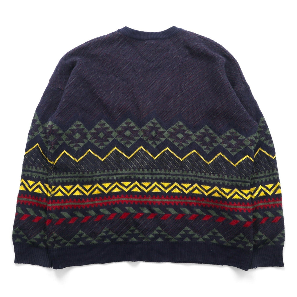 LACOSTE 80s French-made Vintage Knit Cardigan L French Lacoste Fair Isle Pattern