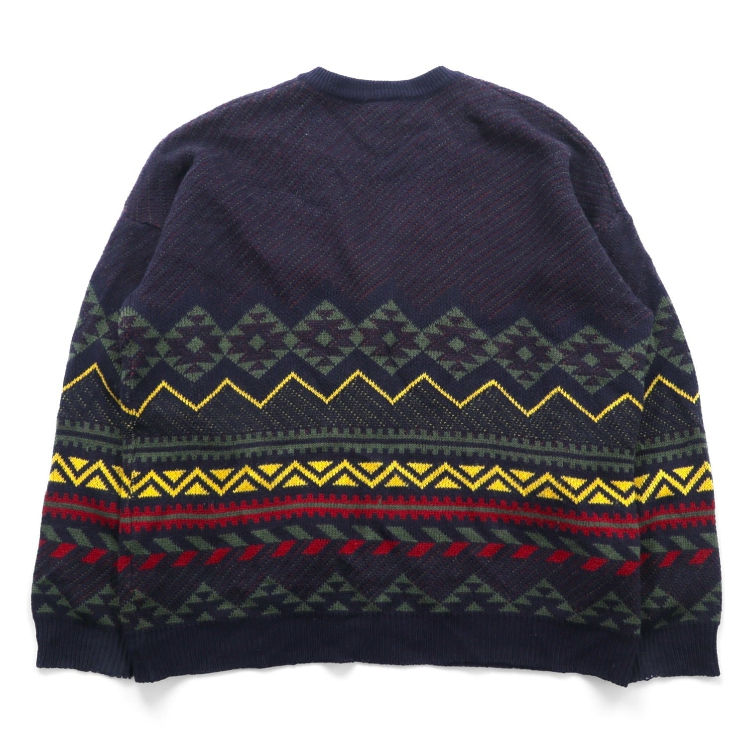 LACOSTE 80s French-made Vintage Knit Cardigan L French Lacoste Fair Isle Pattern