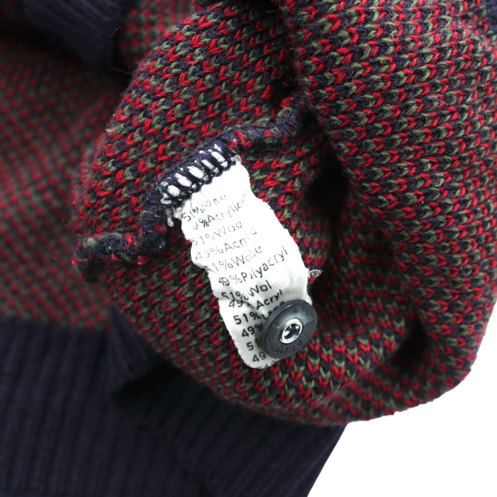 LACOSTE 80s French-made Vintage Knit Cardigan L French Lacoste Fair Isle Pattern