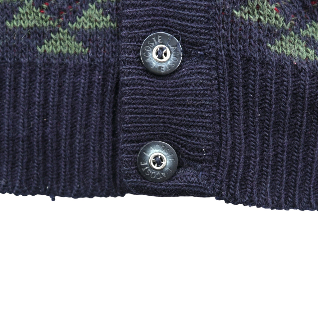 LACOSTE 80s French-made Vintage Knit Cardigan L French Lacoste Fair Isle Pattern