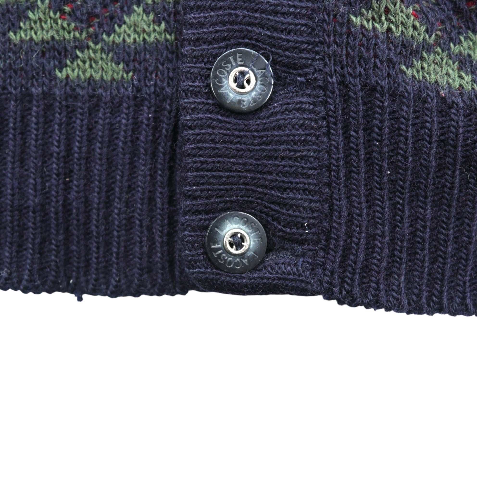 LACOSTE 80s French-made Vintage Knit Cardigan L French Lacoste Fair Isle Pattern