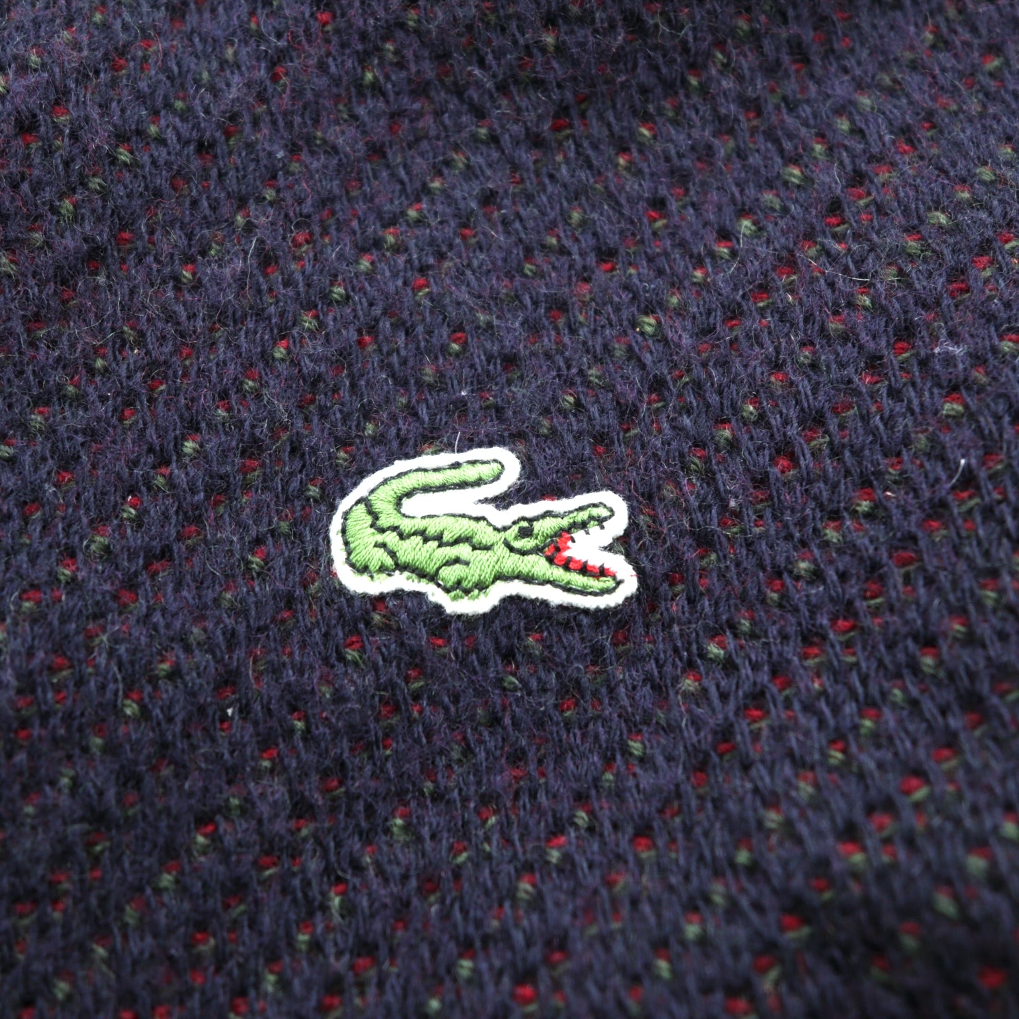 LACOSTE 80s French-made Vintage Knit Cardigan L French Lacoste Fair Isle Pattern