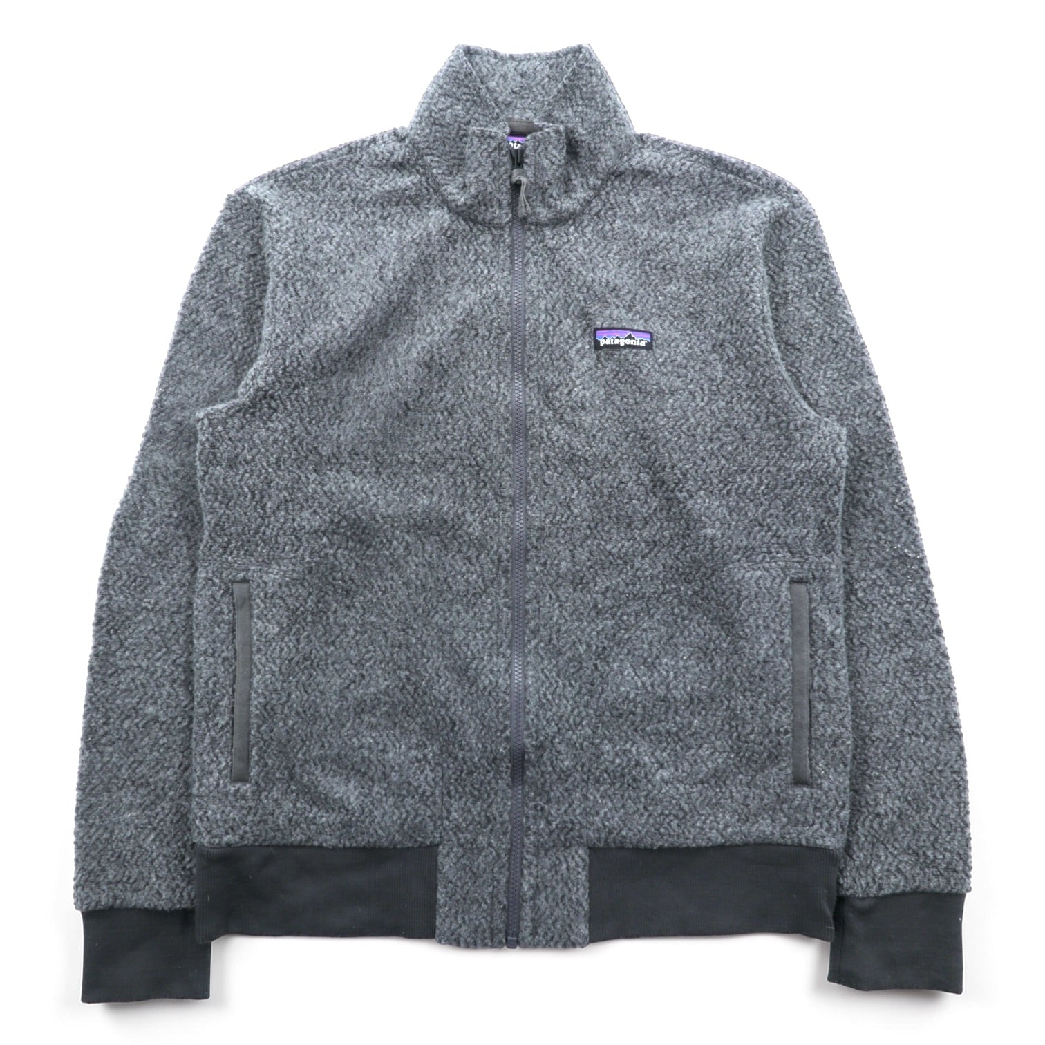 Patagonia Woolyester Fleece Jacket M Stand Collar Gray Full Zip Blouson 26935