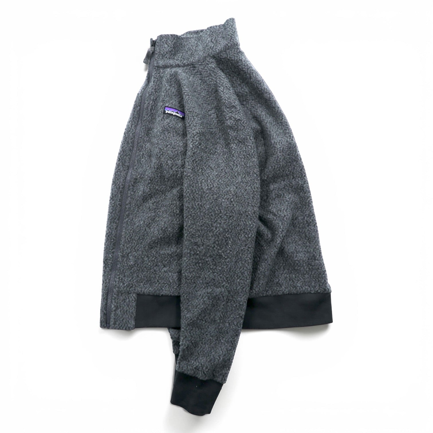 Patagonia Woolyester Fleece Jacket M Stand Collar Gray Full Zip Blouson 26935