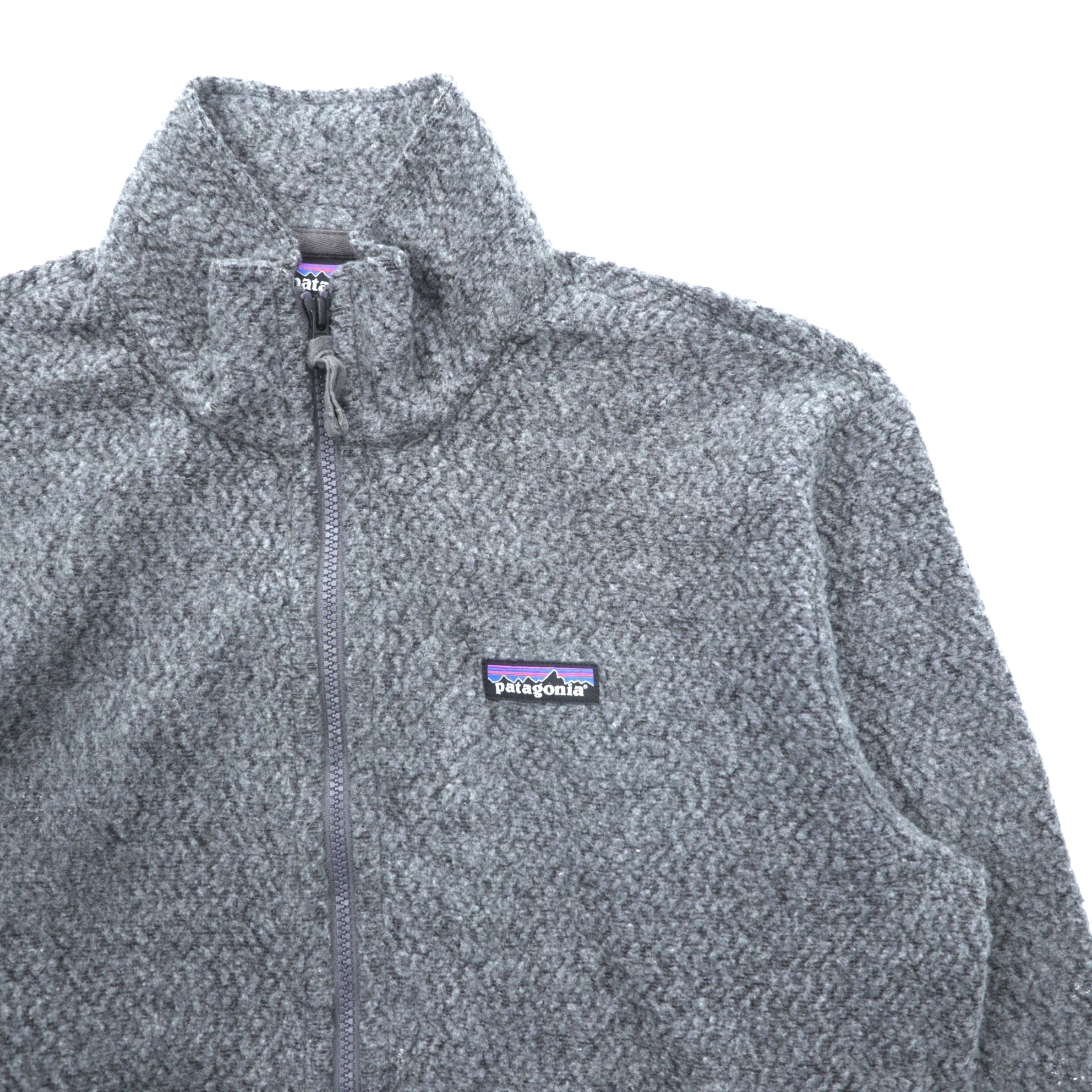Patagonia Woolyester Fleece Jacket M Stand Collar Gray Full Zip Blouson 26935