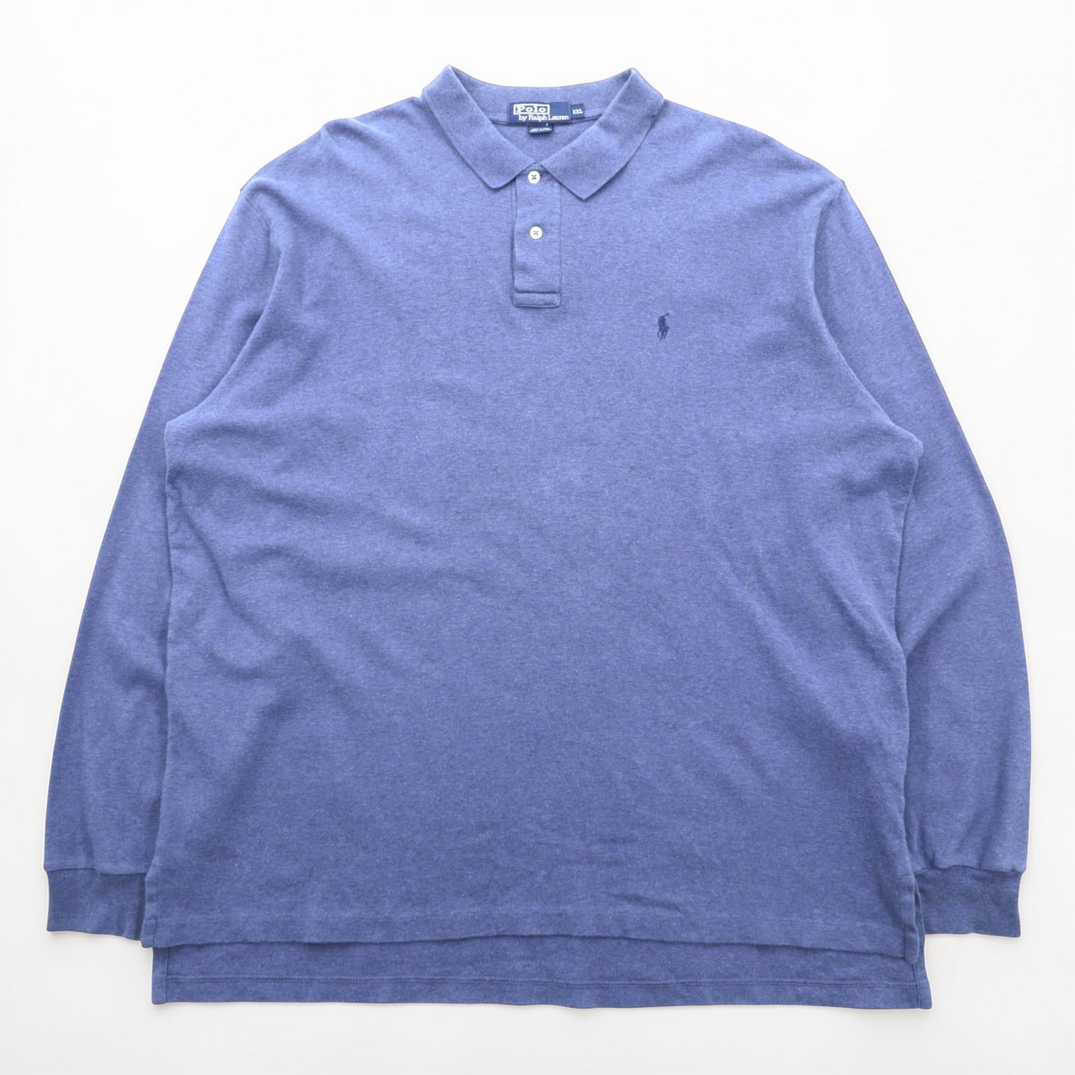 Polo Ralph Lauren 90s Long Sleeve Polo Shirt Rugby Shirt 2XL Blue Small Pony Logo Embroidery Made in Peru