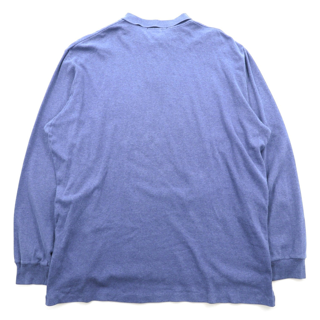 Polo Ralph Lauren 90s Long Sleeve Polo Shirt Rugby Shirt 2XL Blue Small Pony Logo Embroidery Made in Peru