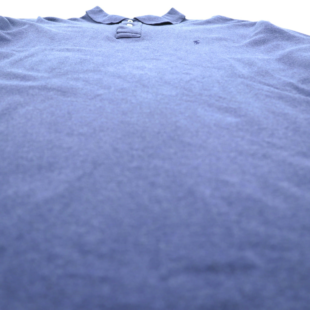 Polo Ralph Lauren 90s Long Sleeve Polo Shirt Rugby Shirt 2XL Blue Small Pony Logo Embroidery Made in Peru