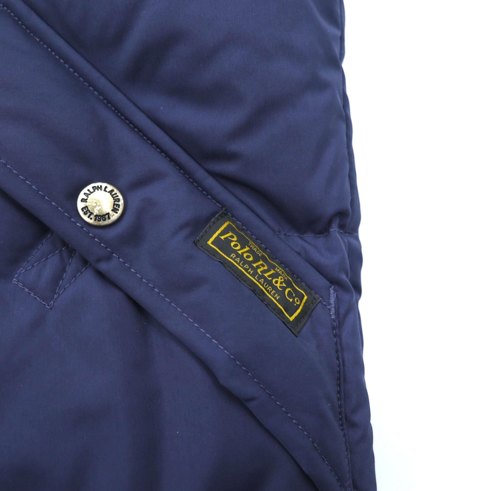 Polo Ralph Lauren ホワイトダック ダウンベスト M ネイビー ドローコード スモールポニー ロゴ 刺繍