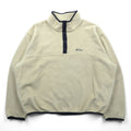 L.L.Bean 80s Snap-T Fleece Jacket XL Cream Pullover Script Logo Embroidered Side Pockets
