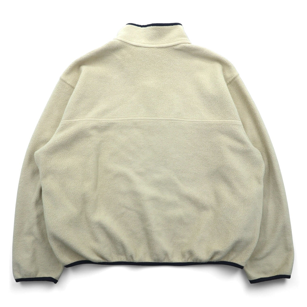 L.L.Bean 80s Snap-T Fleece Jacket XL Cream Pullover Script Logo Embroidered Side Pockets