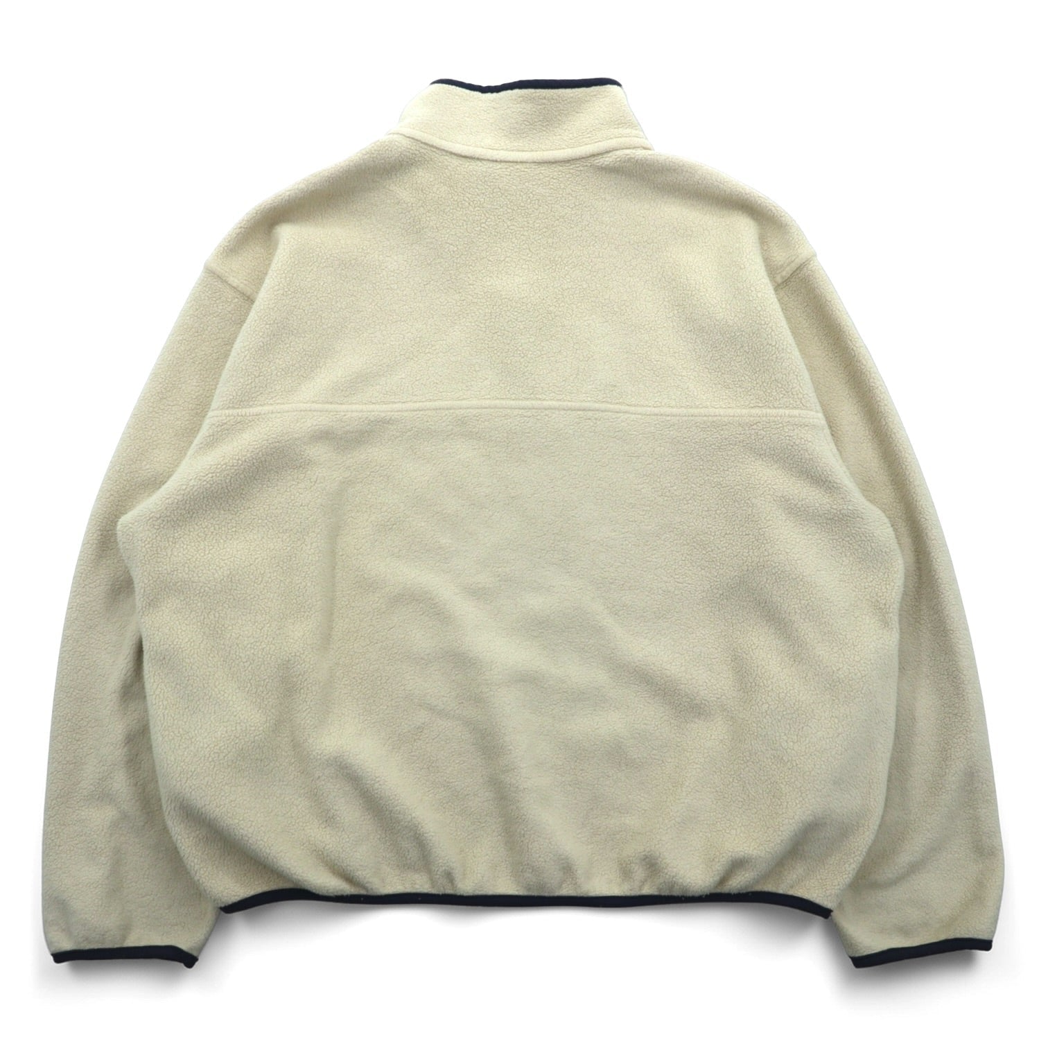 L.L.Bean 80s Snap-T Fleece Jacket XL Cream Pullover Script Logo Embroidered Side Pockets